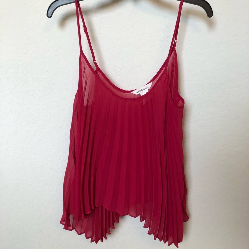 BCBGeneration fuchsia pleated tank top size M